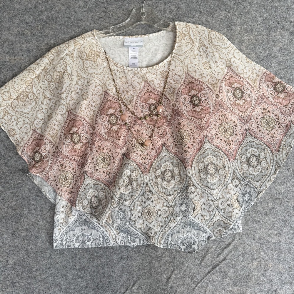 Bohemian Blouse Womens PS Multicolor Paisley Loose Flowy Kimono Chiffon Necklace